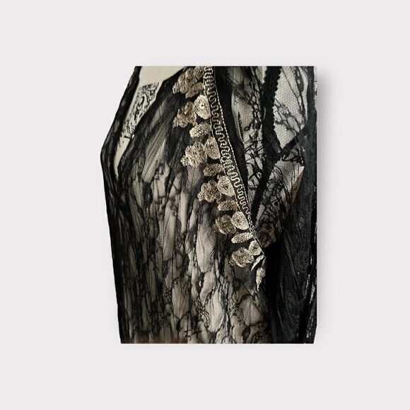 Jinnicks Women’s Black Lace Top w/ Gold Studds Size Large - Picture 3 of 12